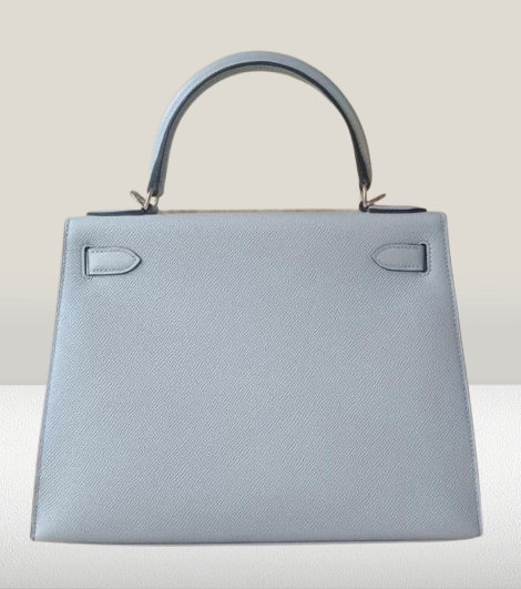 Hermes Blue Glacier Leather Kelly 28 Bag