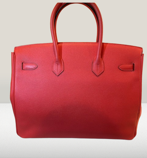 Hermes Red Leather Birkin 25 Bag