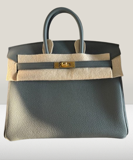 Hermes Vert Amande Leather Birkin 25 Bag 2025