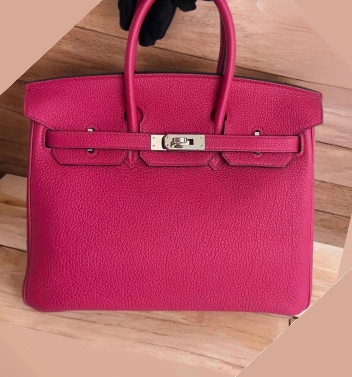 Hermes Framboise Togo Leather Birkin 25 Handbag