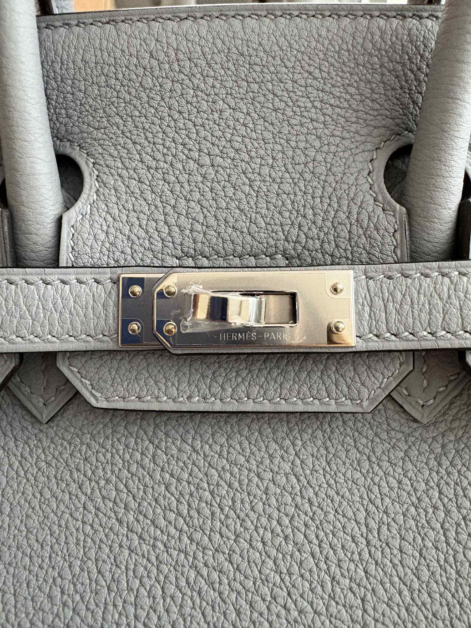 Hermes Gris Pantin Leather Birikin 25cm Handbag