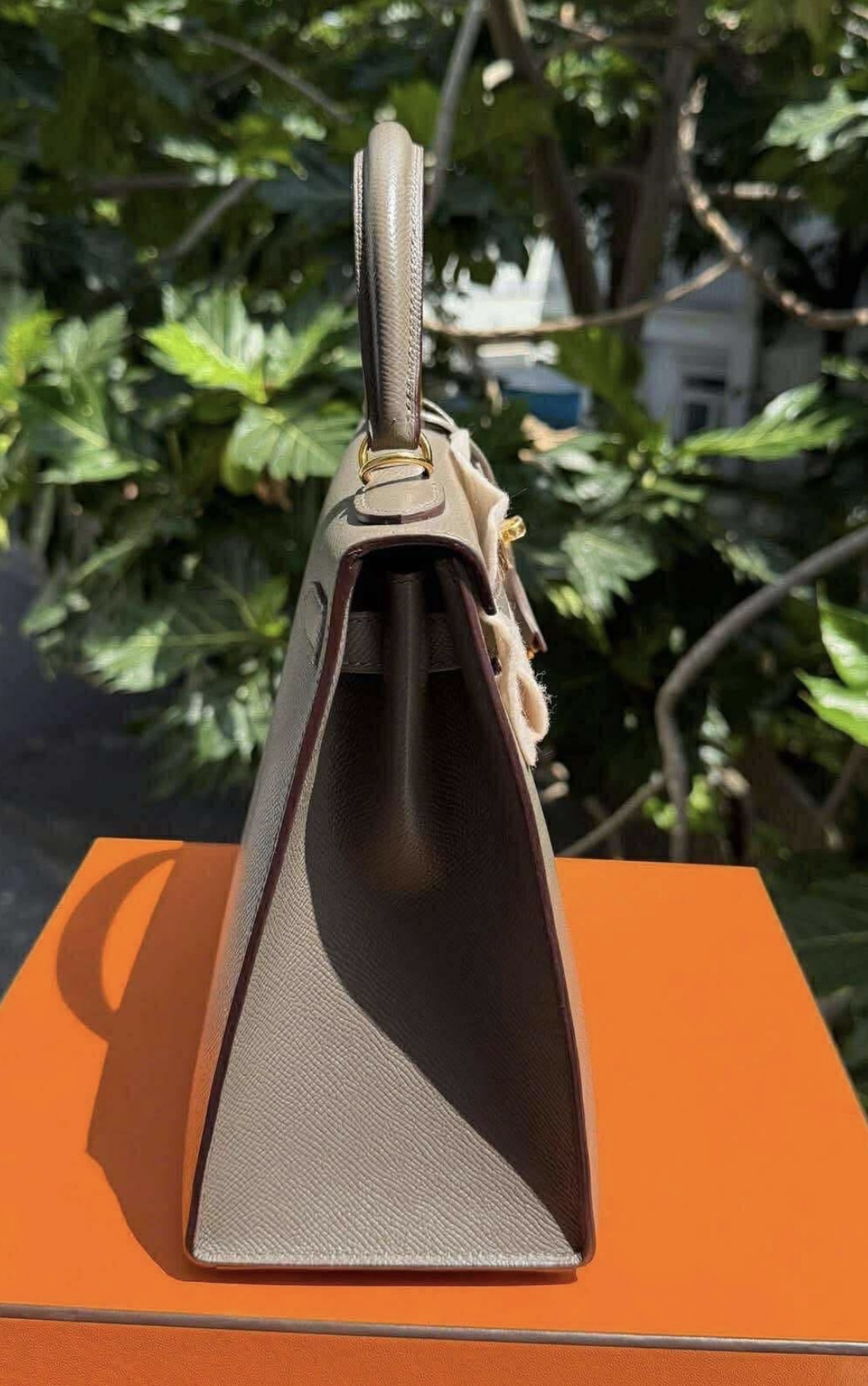 Hermes Gris Etain Epsom Leather Kelly 28 Bag