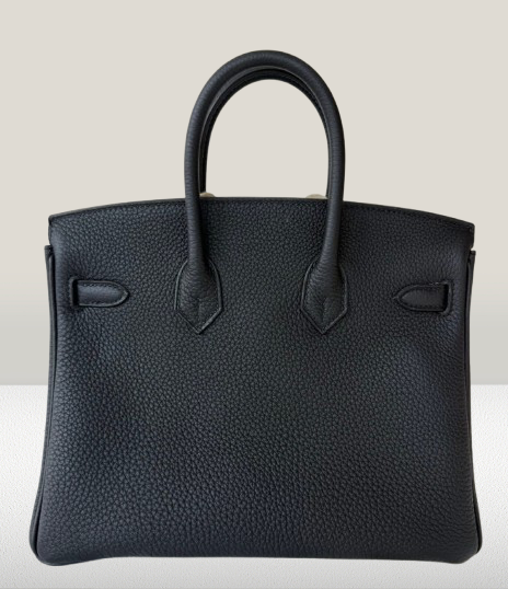Hermes Black Noir Leather Birkin 25 Bag