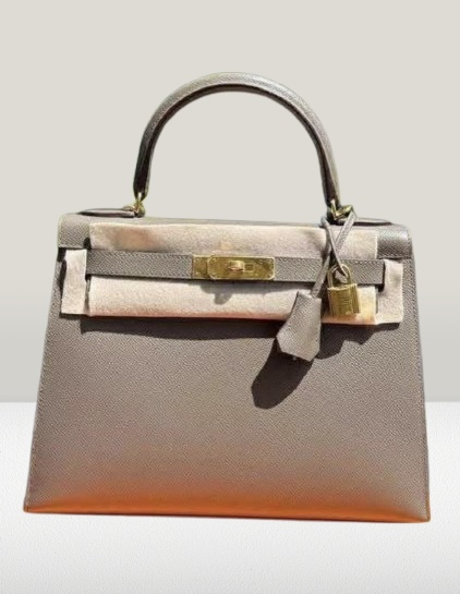 Hermes Gris Etain Epsom Leather Kelly 28 Bag