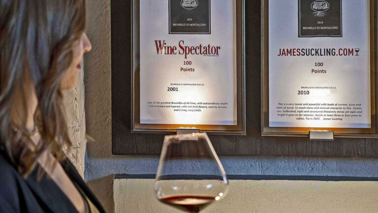 wine tasting of four "100 pts. Wine Spectator’s TOP 100 #1