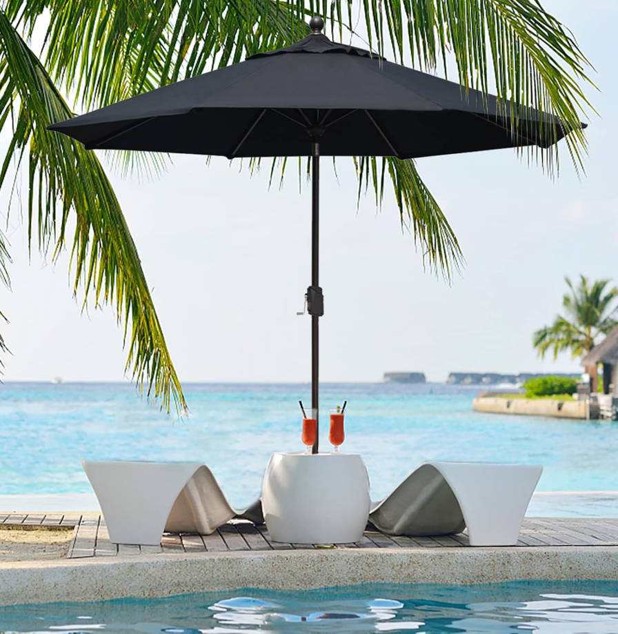 USA 10-Year-Non-Fading 9Ft Market Umbrella Patio Umbrella Outdoor Table Umbrella with Ventilation, Black