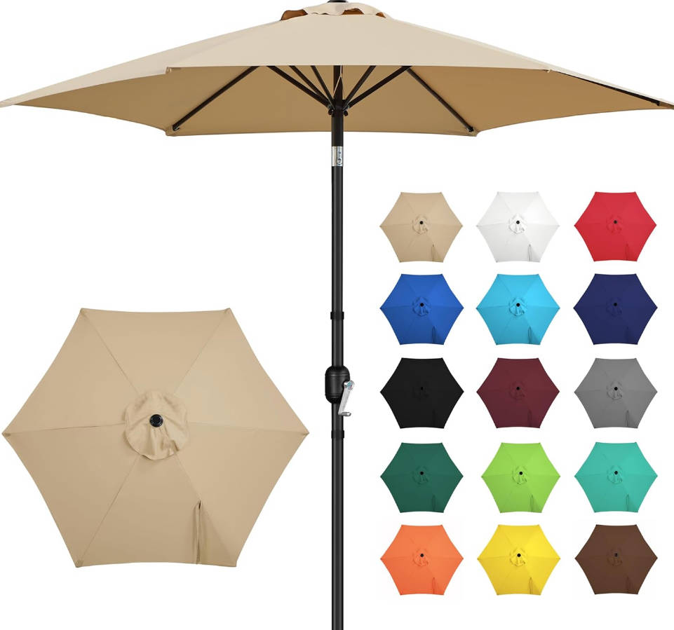 9FT Outdoor Patio Umbrella, Outdoor Table Umbrella with Push Button Tilt and Crank, Yard Sun Shade, UV Protection Waterproof for Garden/Deck/Backyard/Pool
