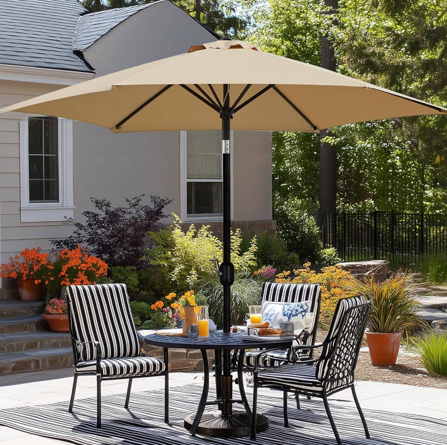 9FT Outdoor Patio Umbrella, Outdoor Table Umbrella with Push Button Tilt and Crank, Yard Sun Shade, UV Protection Waterproof for Garden/Deck/Backyard/Pool