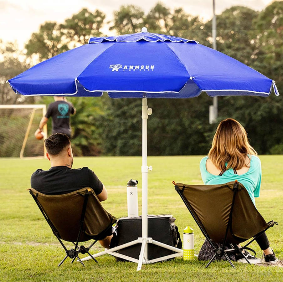 Shade Umbrella, Premium Portable Umbrella with Stand, 6.5ft Lightweight Free Standing Canopy for Sporting Games, Adjustable Instant Sun Protection and Easy to Carry, Blue