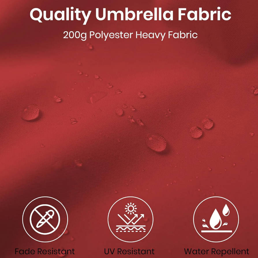 10FT Offset Patio Umbrella Hanging Cantilever Umbrella Outdoor Sun Shade with Wind Vent & Adjustment 0-45° Tilt, 8 Ribs, UV-Blocking Polyester Outdoor Umbrella for Backyard, Lawn, Garden &Pool,Red