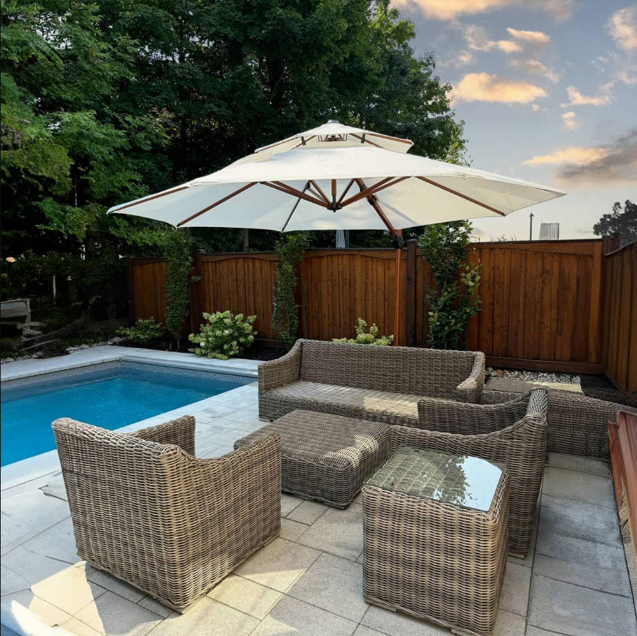 11ft Patio Umbrella Outdoor Round Umbrellas Large Cantilever Umbrella Windproof Offset Umbrellas Heavy Duty Sun Umbrella for Garden Deck Pool Patio, Cream