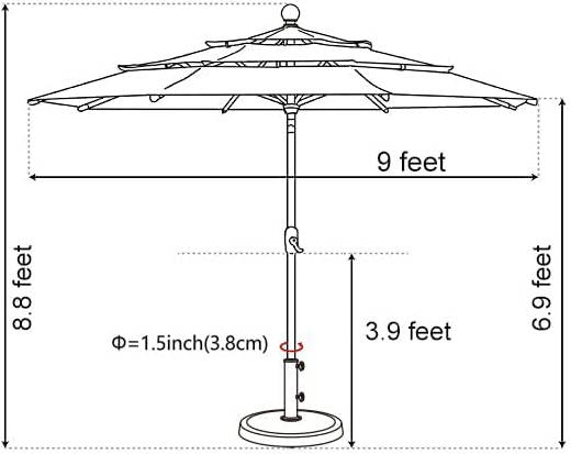 10-Year-Non-Fading Solar 9ft 3 Tiers Market Umbrella with 80 LED Lights Patio Umbrellas Outdoor Table with Ventilation,Natural