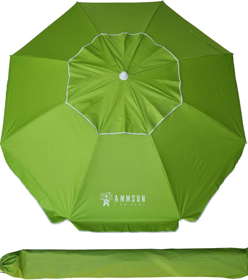 6.5ft Portable Patio Beach Umbrella for Sand with tilt Air Vent Sun Shelter, UV 50+ Protection Outdoor Sunshade Umbrella with Carry Bag for Patio Garden Beach Pool Backyard Green