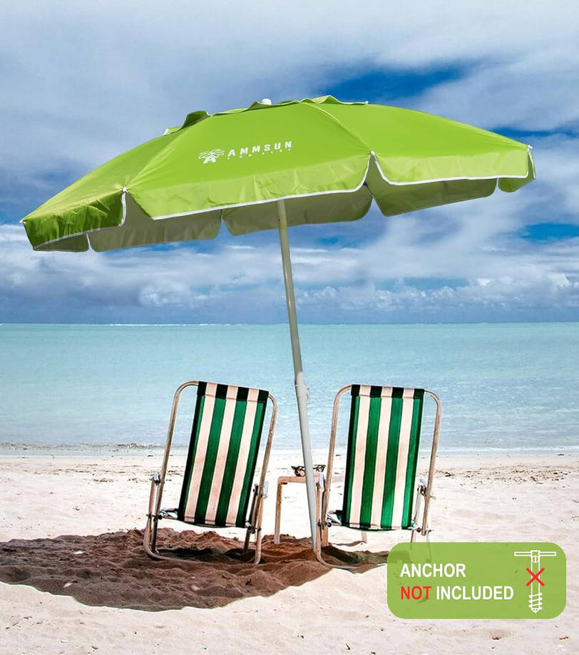 6.5ft Portable Patio Beach Umbrella for Sand with tilt Air Vent Sun Shelter, UV 50+ Protection Outdoor Sunshade Umbrella with Carry Bag for Patio Garden Beach Pool Backyard Green