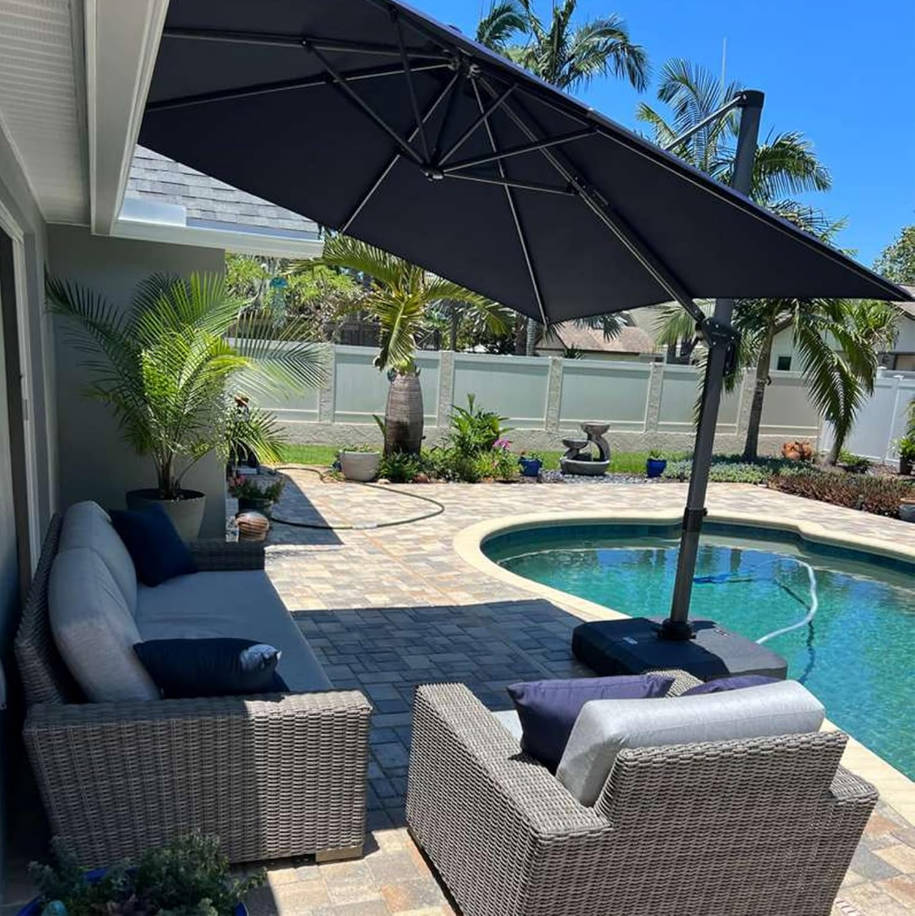 8 Feet Patio Umbrella Outdoor Cantilever Square Umbrella Aluminum Offset Umbrella with 360-degree Rotation for Garden Deck Pool Patio, Grey