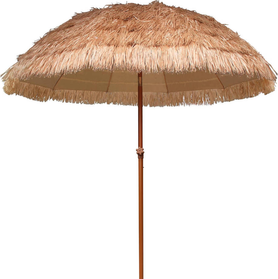 7.5ft Hula Thatched Tiki Patio Beach Umbrella Hawaiian Style 10 Ribs UPF 50+ with Tilt Carry Bag for Outdoor Tiki Bar, Tropical Palapa, Patio Garden Beach Pool Backyard Natural Color