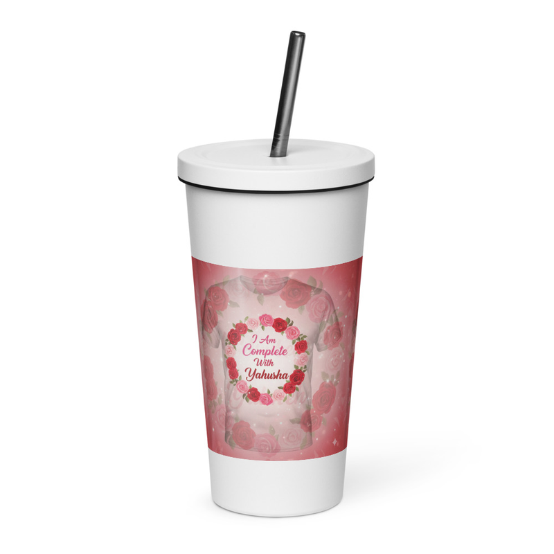 Insulated tumbler with a straw