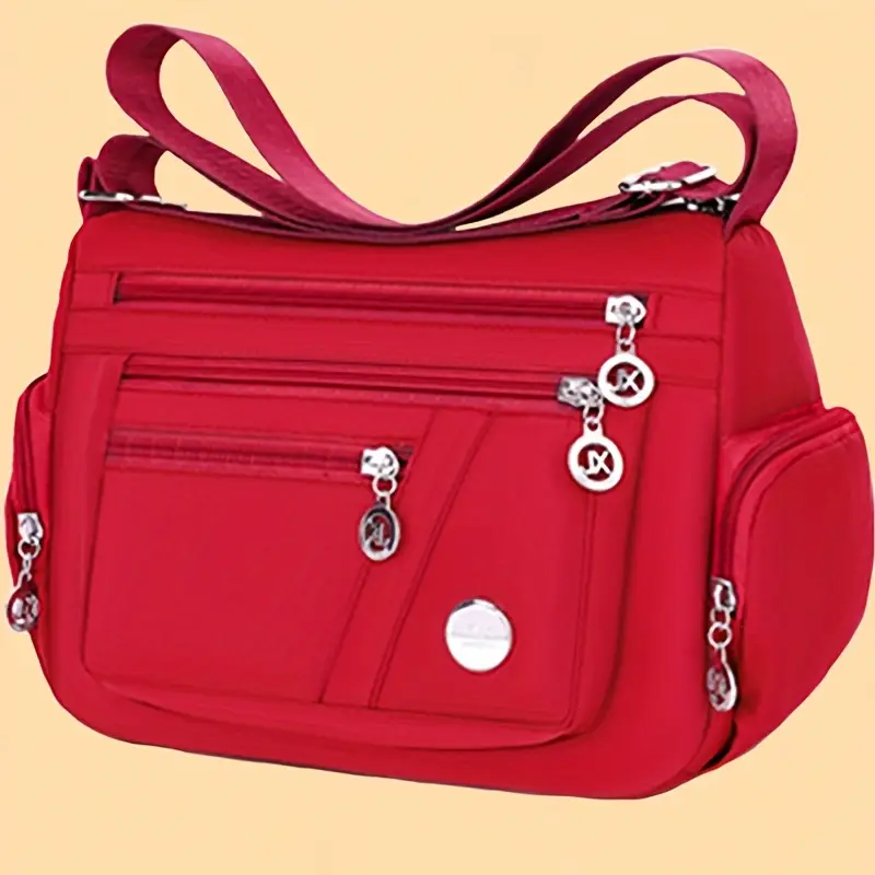 💜 Stylish & Sturdy: Vibrant Nylon Crossbody Bag in Pink, Black & Blue