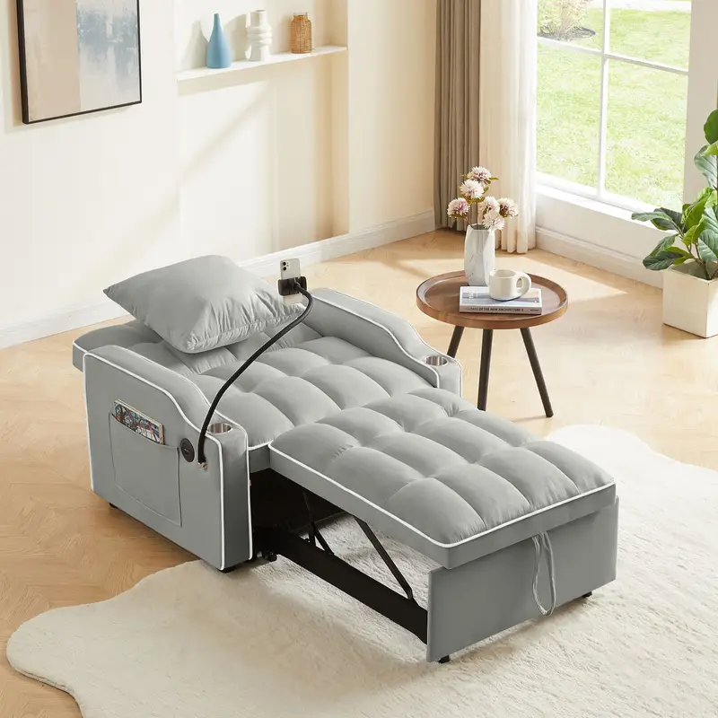 Innovative Space-Saving Solution: 3-in-1 Sleeper Sofa Chair with Smart Features