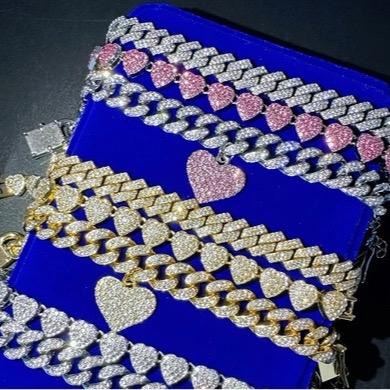 Bling & Bold: Pink & White Diamond Necklace with Lip & Dollar Sign Pendant