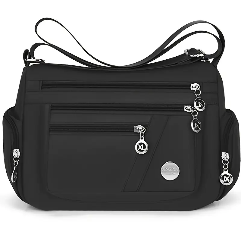 💜 Stylish & Sturdy: Vibrant Nylon Crossbody Bag in Pink, Black & Blue