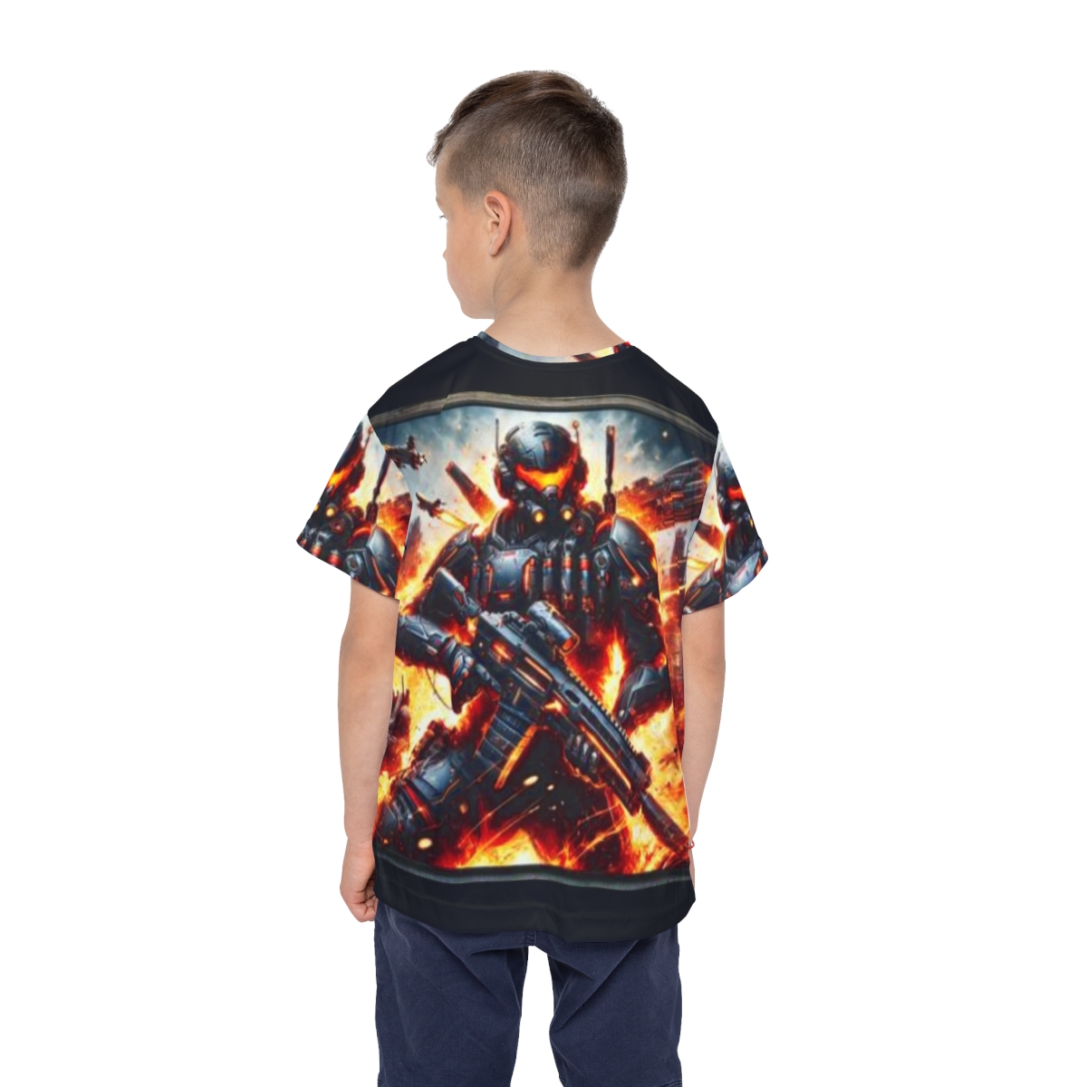 Kids Sports Jersey - Action-Packed Firefighter Design for Young Adventurers