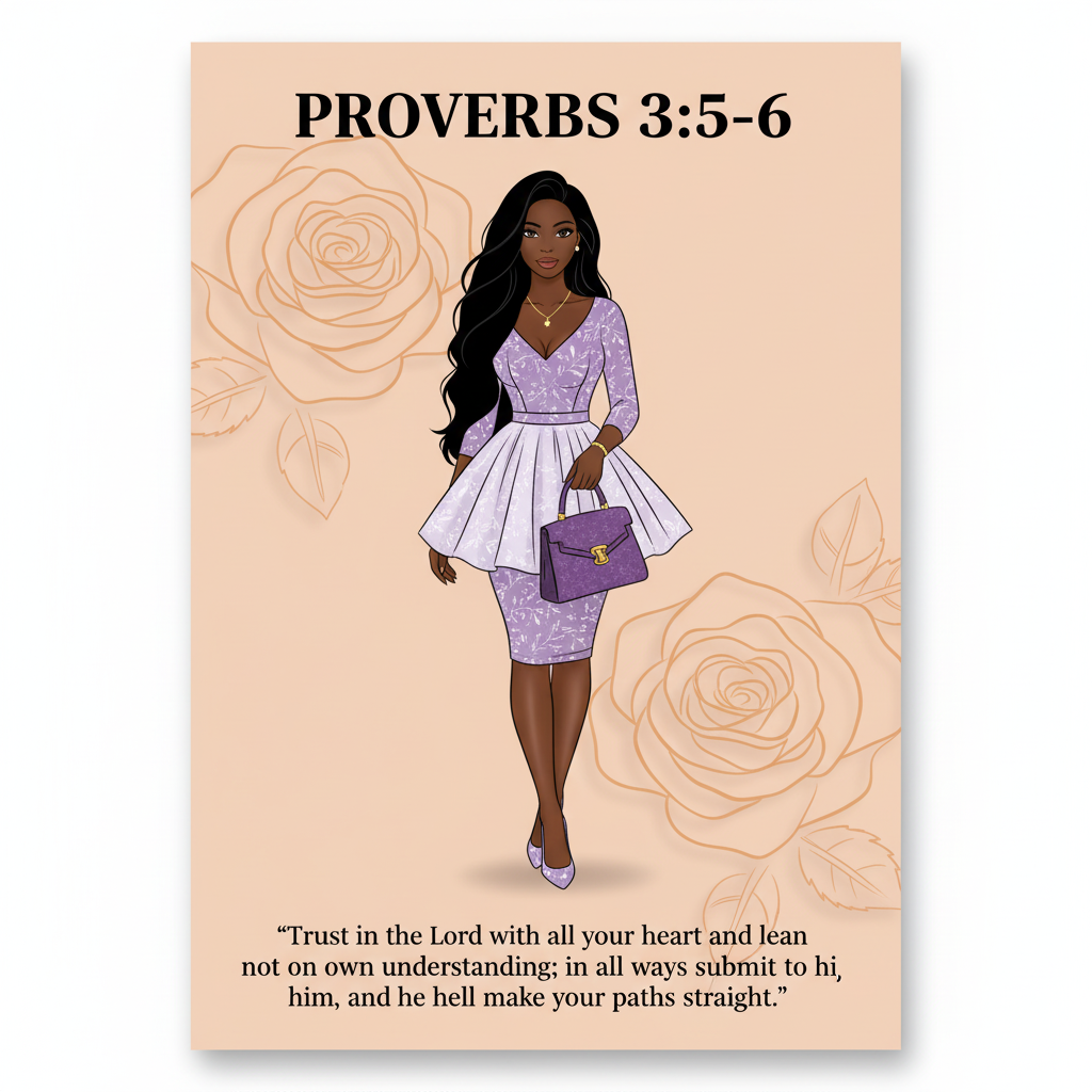 Bibical Verse. Proverbs 3:5-6 Inspirational Wall Art Print Poster & Lives Template!  