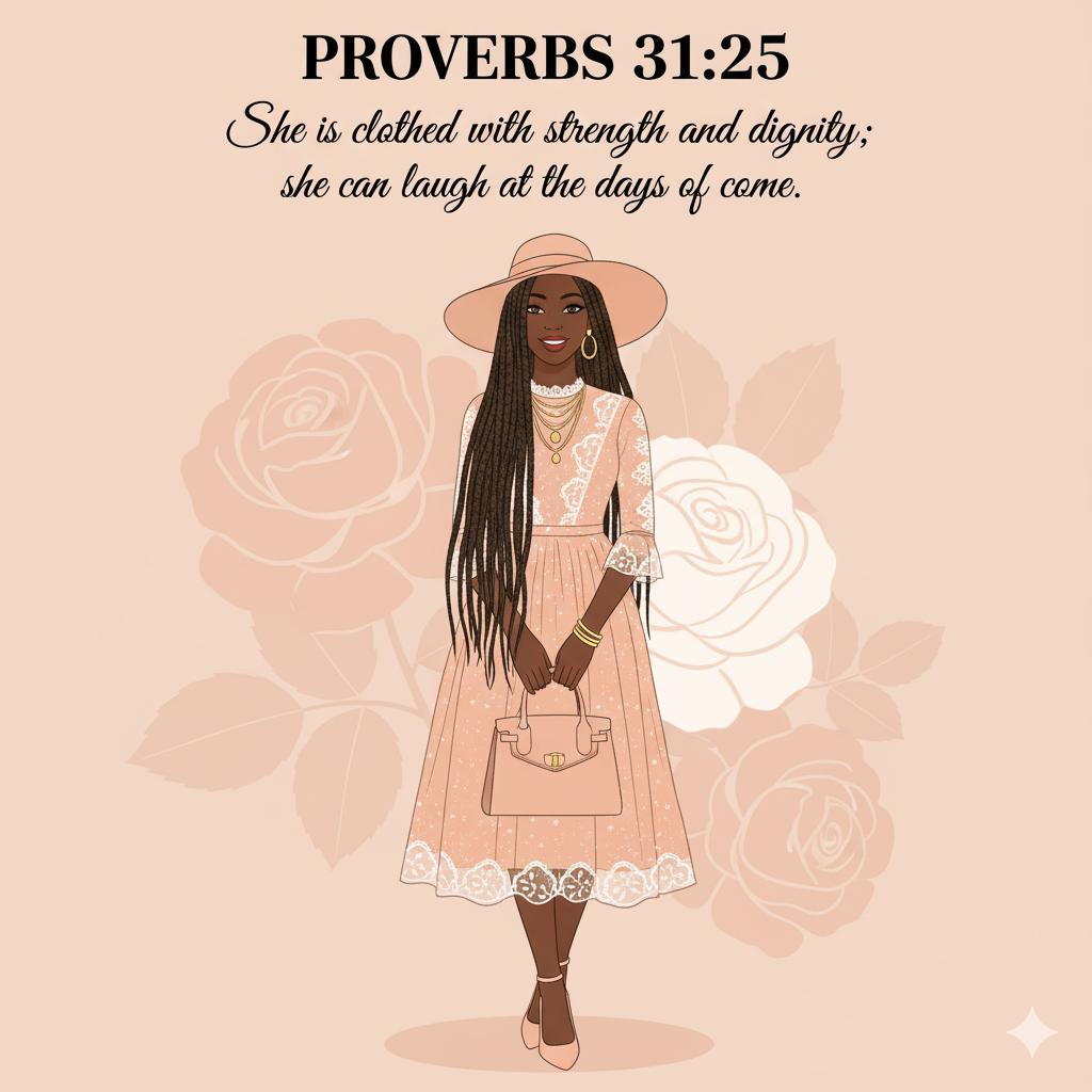 Bibical Verse. Elegant Lace Midi Dress Wall Art Print Poster & Lives Template!  