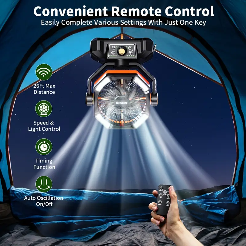 20000mAh Camping Fan – Dual Motor, 8-Speeds & Built-in LED Lantern for Ultimate Outdoor Comfort!