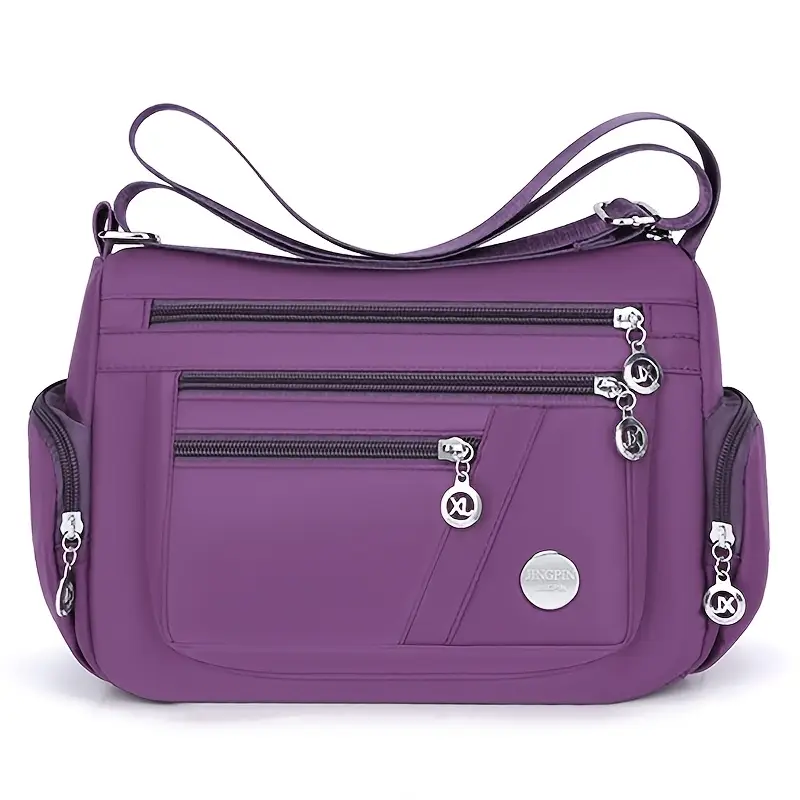 💜 Stylish & Sturdy: Vibrant Nylon Crossbody Bag in Pink, Black & Blue