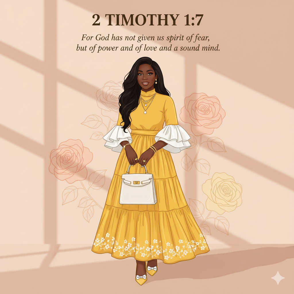 Bibical Verse. Floral Yellow Maxi Dress Wall Art Print Poster & Lives Template!  