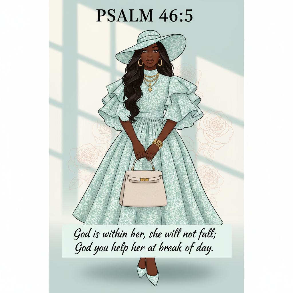 Bibical Verse. Elegant Floral Print Dress Wall Art Print Poster & Lives Template!  