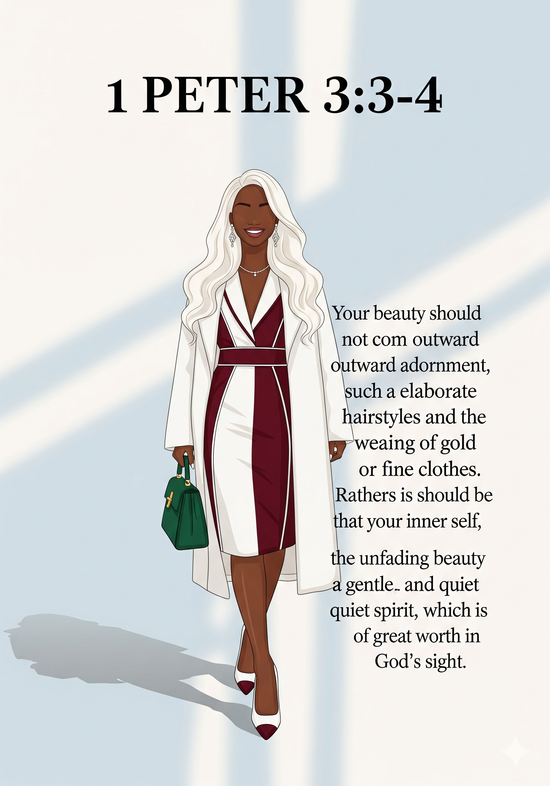Bibical Verse. Elegant Women's Trench Coat Wall Art Print Poster & Lives Template!  