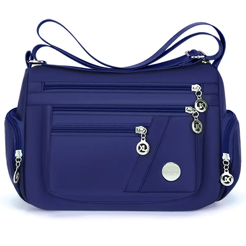 💜 Stylish & Sturdy: Vibrant Nylon Crossbody Bag in Pink, Black & Blue