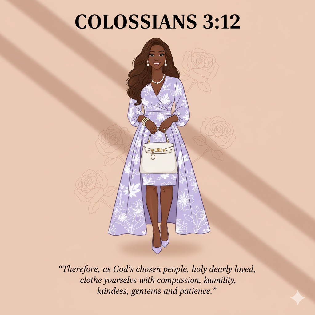 Bibical Verse. Lavender Floral Wrap Dress Wall Art Print Poster & Lives Template!  