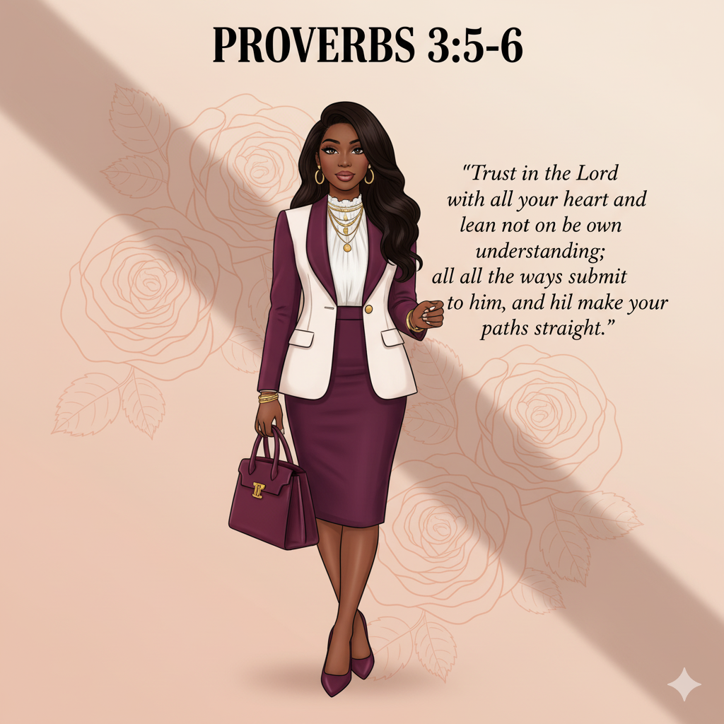 Bibical Verse. Elegant Women's Office Suit Wall Art Print Poster & Lives Template!  