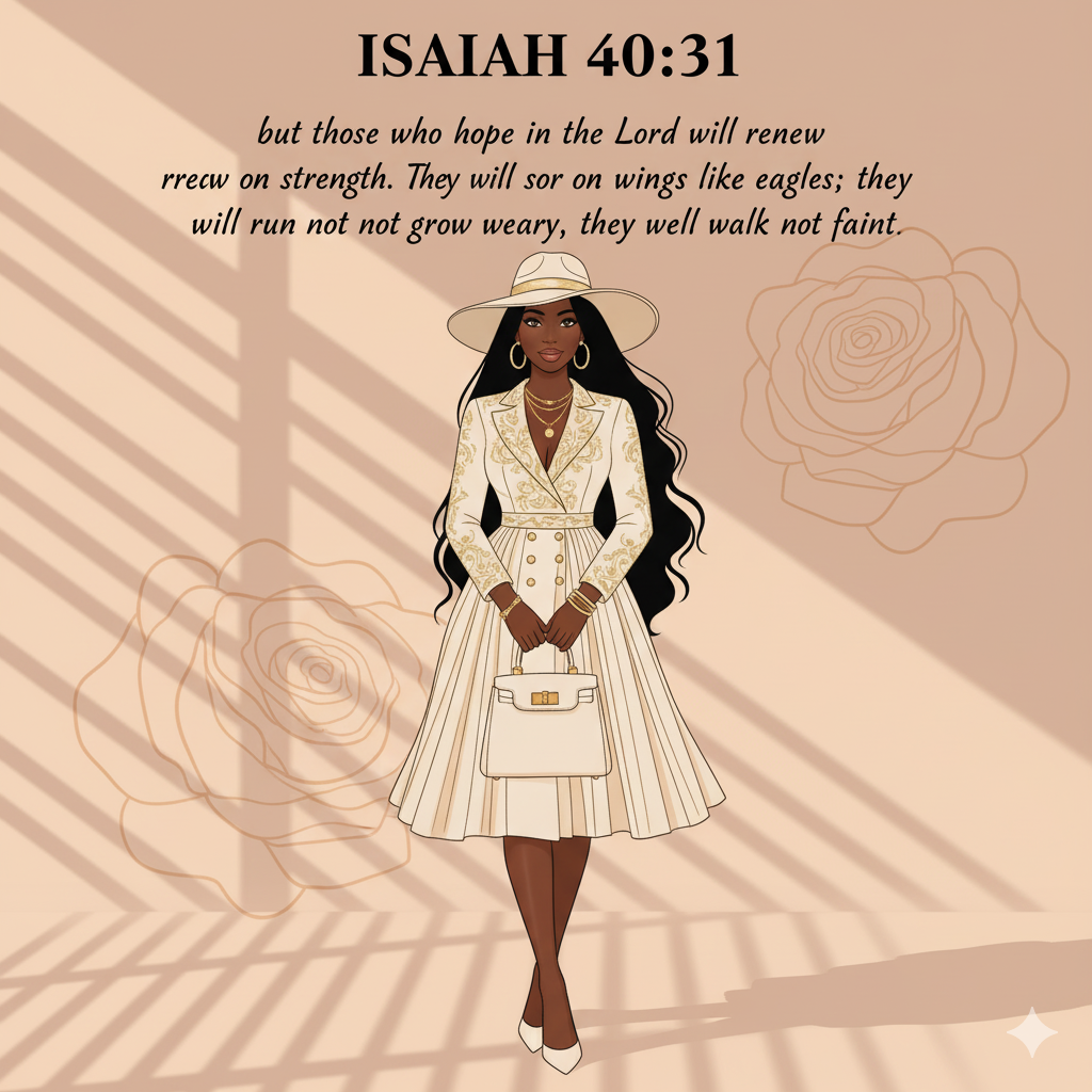 Bibical Verse. Elegant Women's Cream Suit Dress Wall Art Print Poster & Lives Template!  