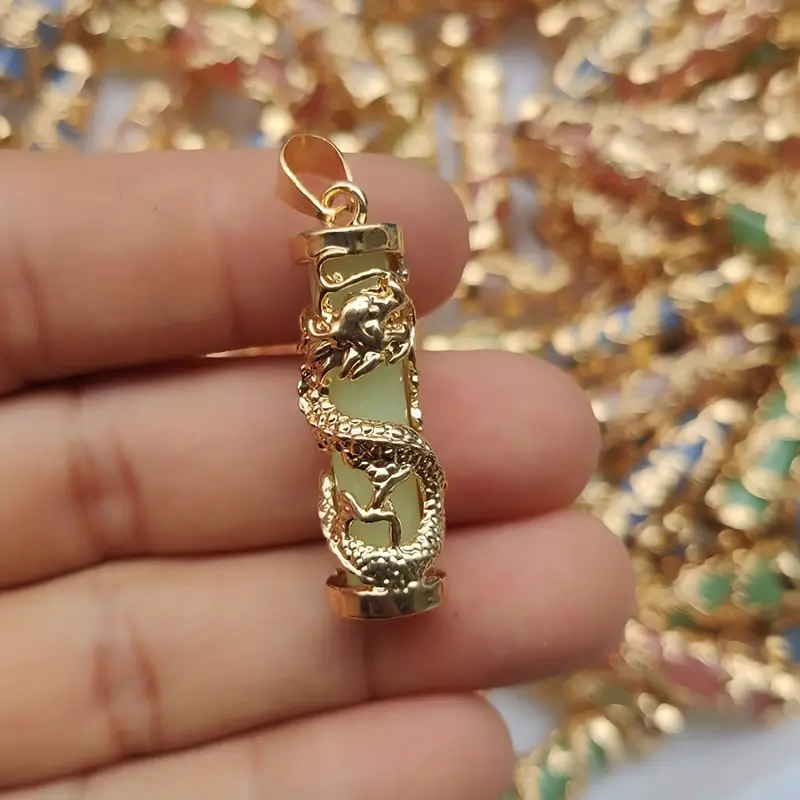 Dragon Pillar Luminous Pendant: A Versatile and Elegant Alloy Necklace for DIY Jewelry Crafting!
