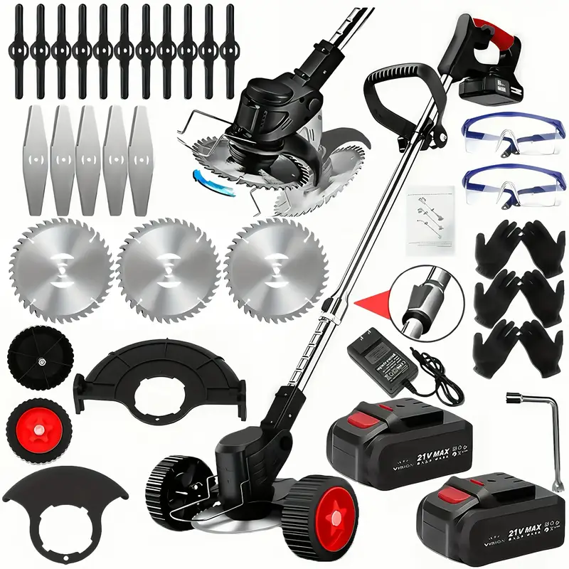 Powerful Cordless Electric Lawn Mower – 3 Blades & Dual Batteries for Effortless Yard Care!