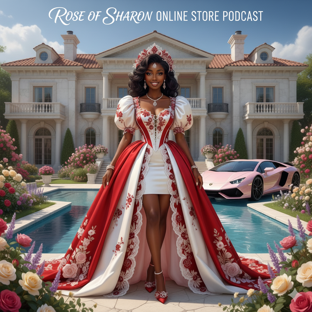 Regal Red and White Embroidered Gown and Motivational Template Speech!