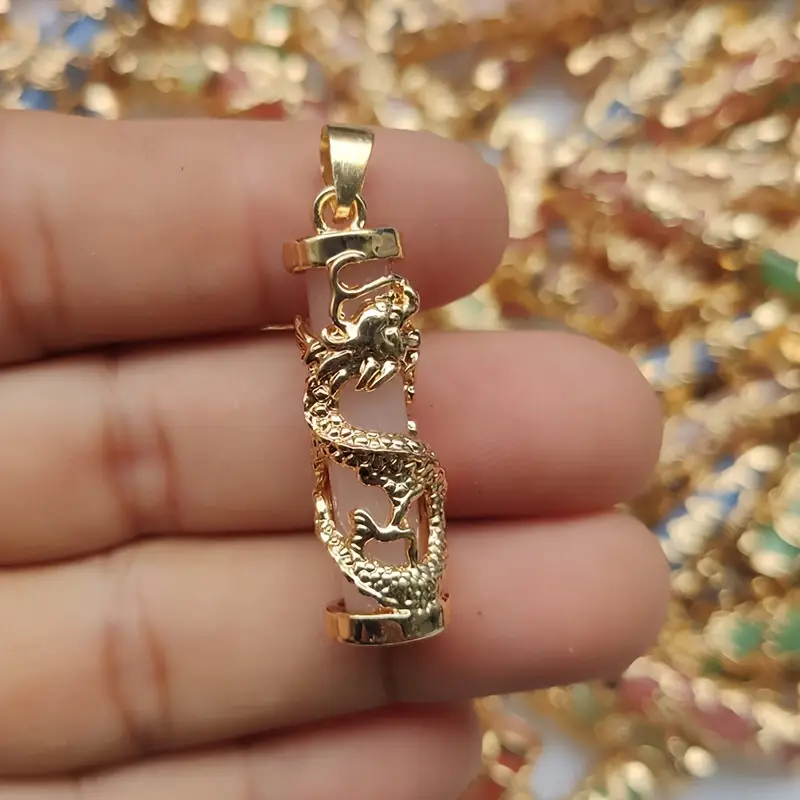 Dragon Pillar Luminous Pendant: A Versatile and Elegant Alloy Necklace for DIY Jewelry Crafting!