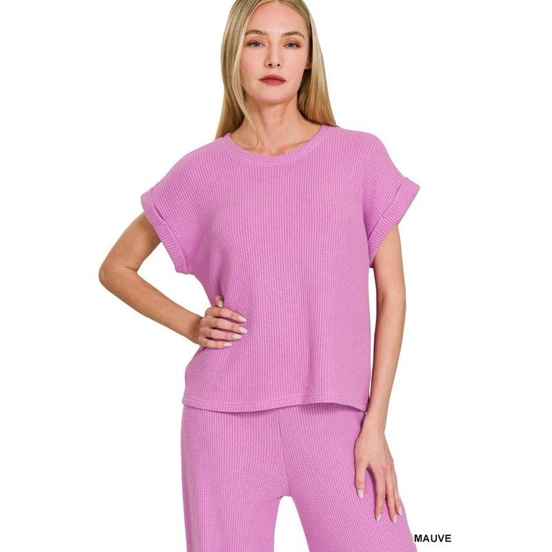 Zenana Premium Knit Set: Elegant Rolled-Sleeve Sweater & Pant Coordinated Ensemble!