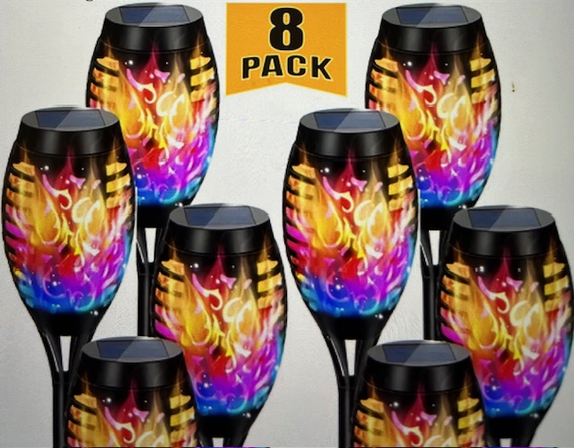 8 Pack Solar Torch Lights Outdoor – Dancing Flickering Flame Effect with Auto On/Off!