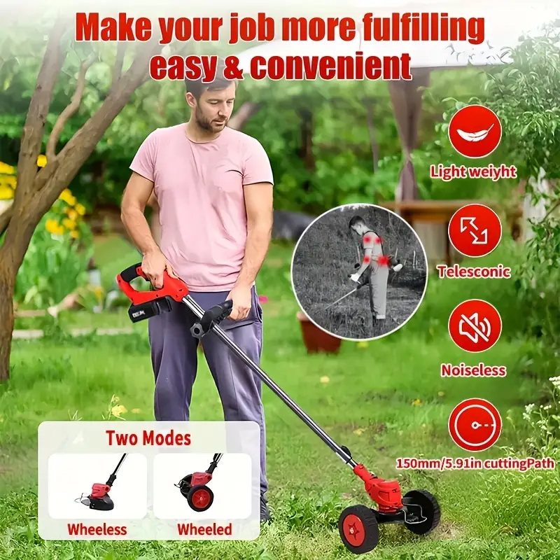 Powerful Cordless Electric Lawn Mower – 3 Blades & Dual Batteries for Effortless Yard Care!