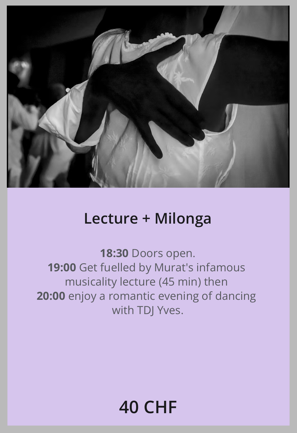 Lecture + Milonga