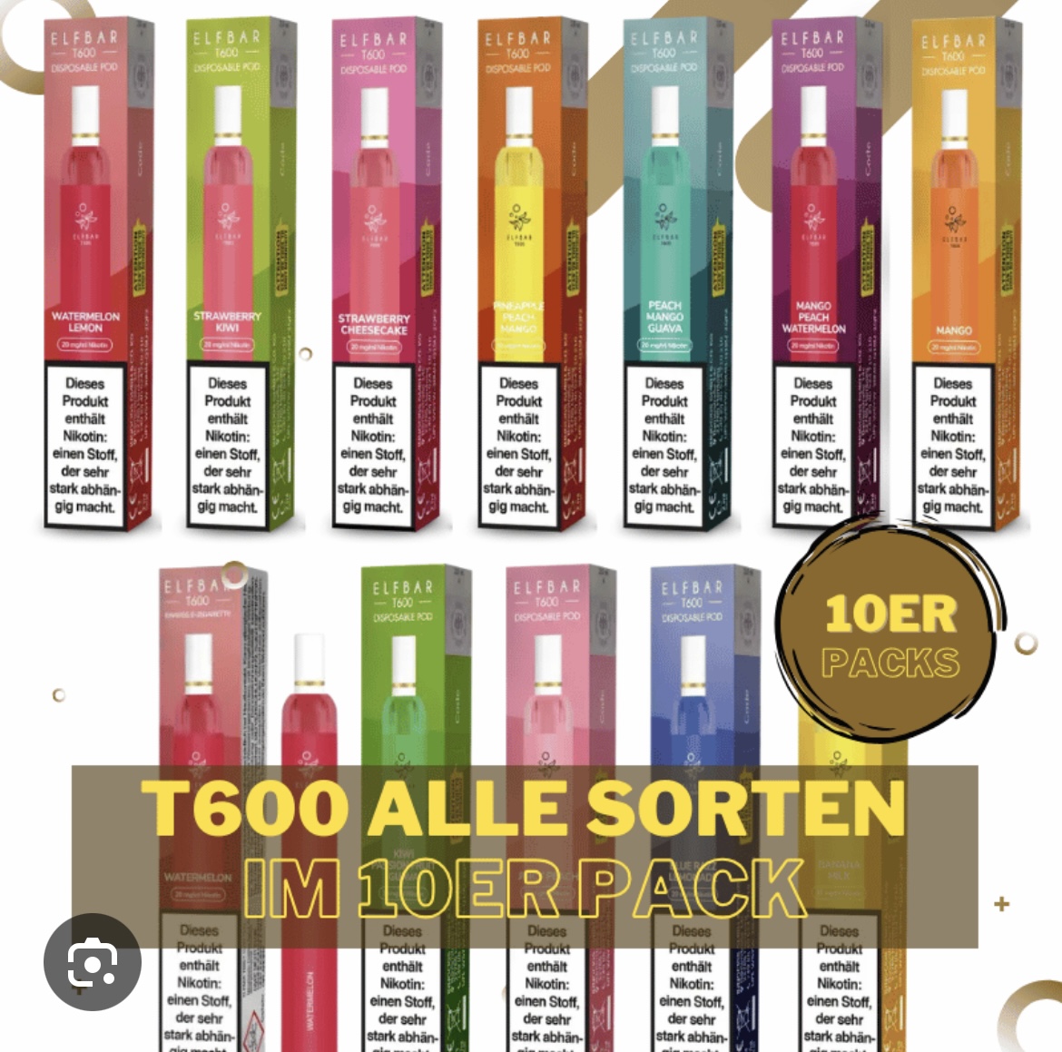 ELFBAR T600 Einweg E-Zigarette - 10stk - im Gebinde 