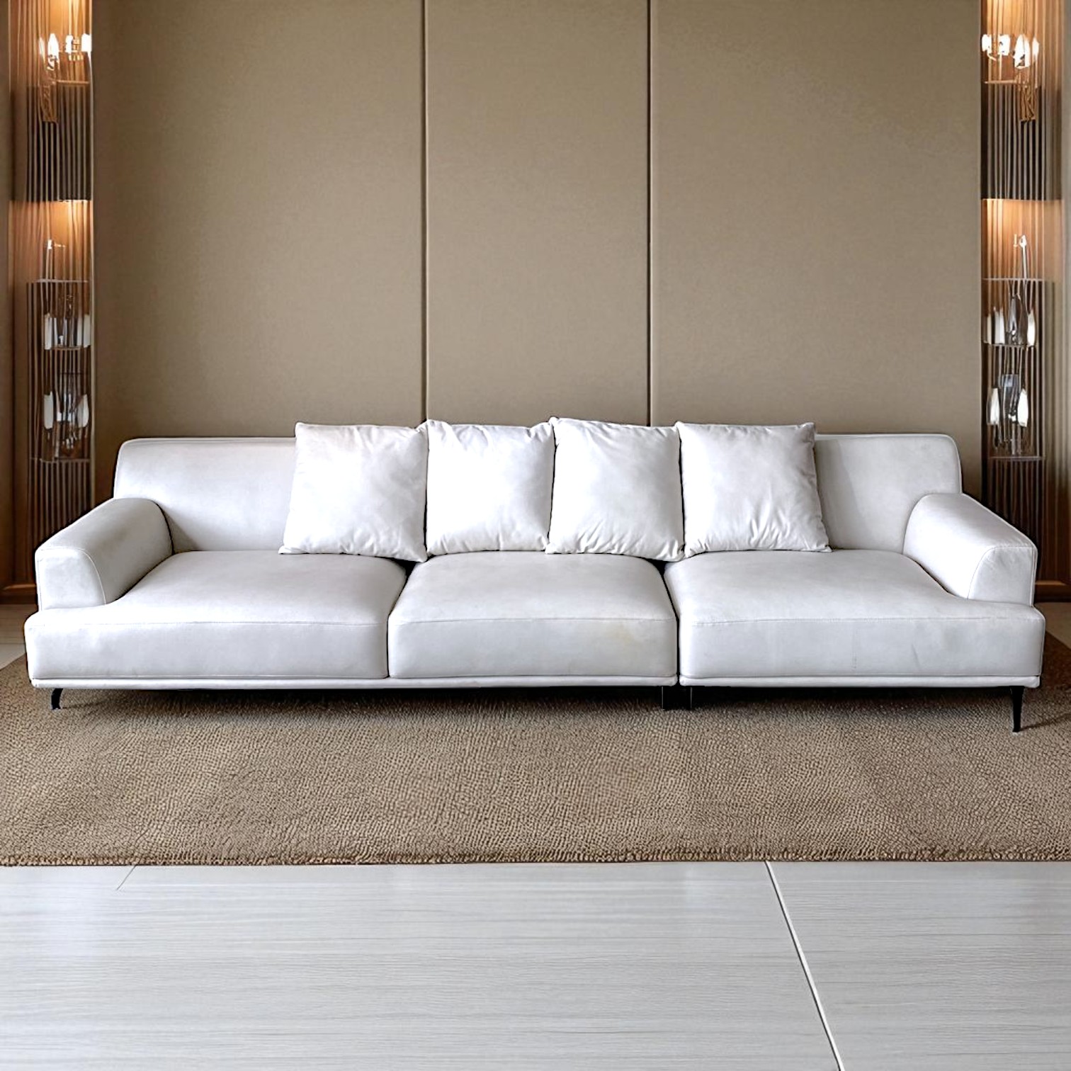 Sillón tres divisiones cuero sintético beige CN23SOF02