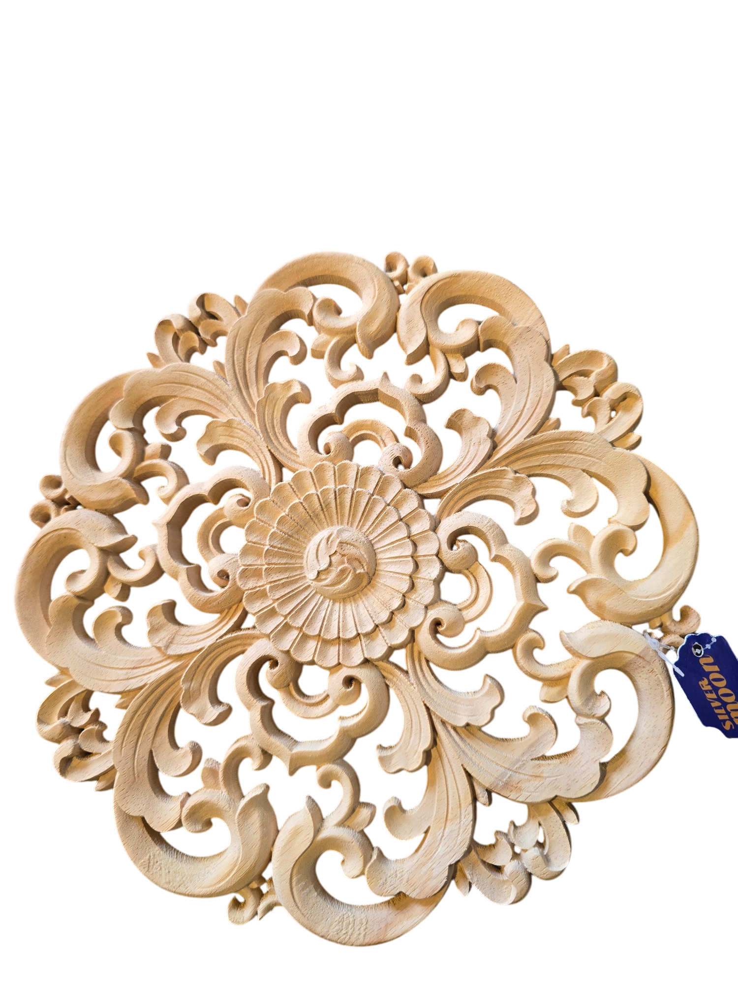 Rosetón decorativo de madera tallada