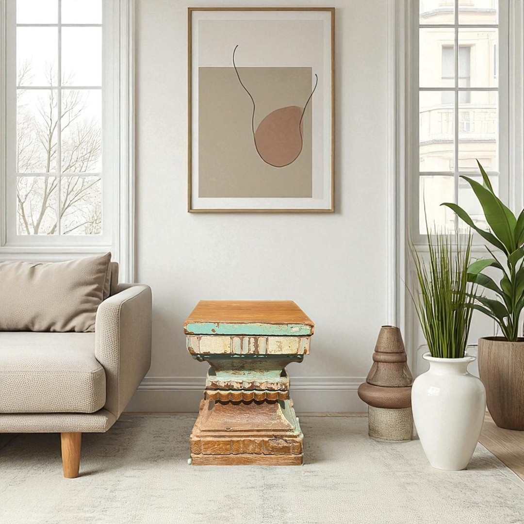 Mesa auxiliar vintage de madera
