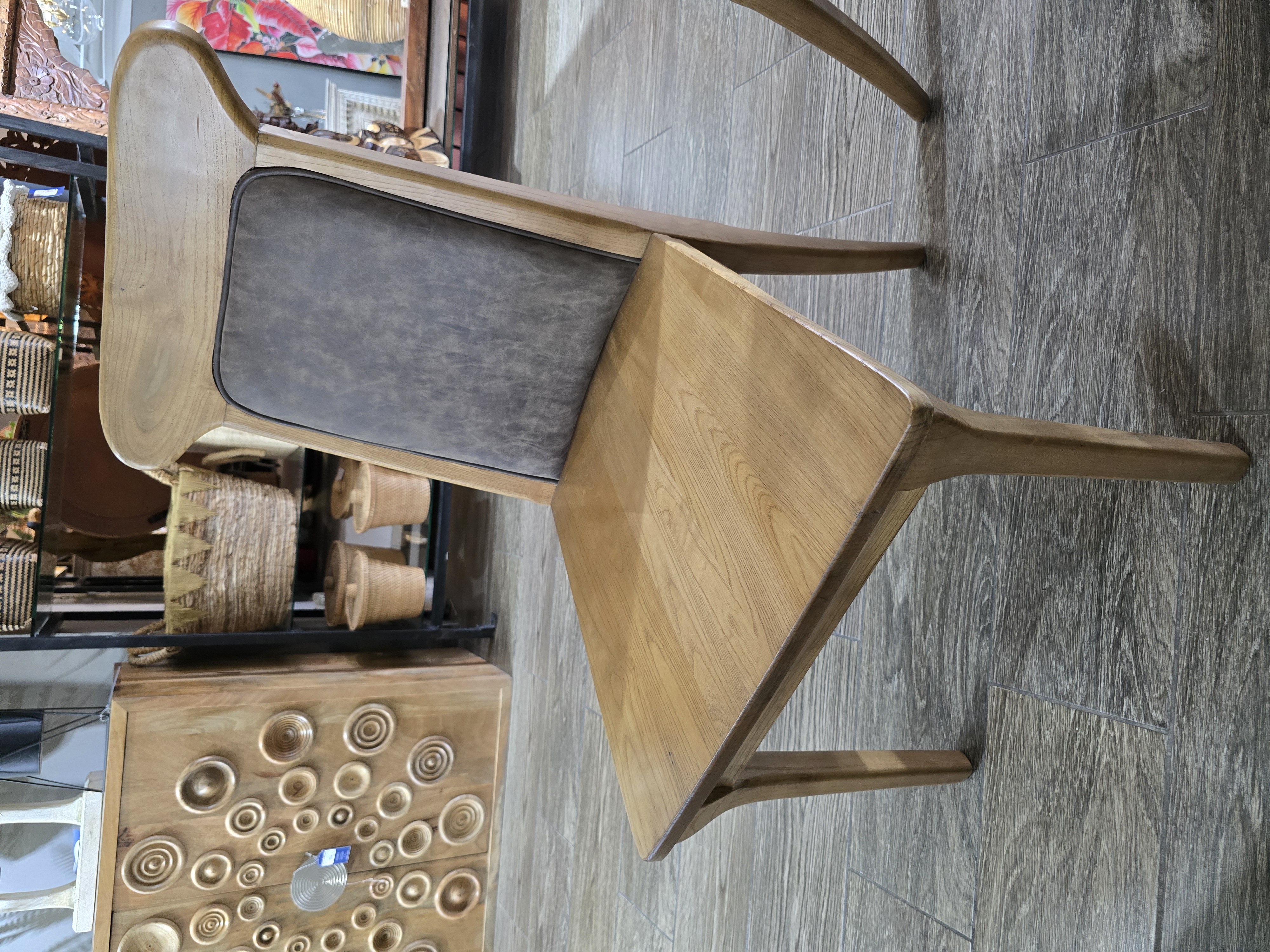 Silla espaldar madera cuero